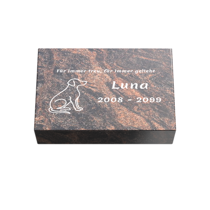 Personalisierte rechteckige Tiergrabplatte aus Granit für Hund, Katze & Haustiere 30 × 20 × 6 cm
