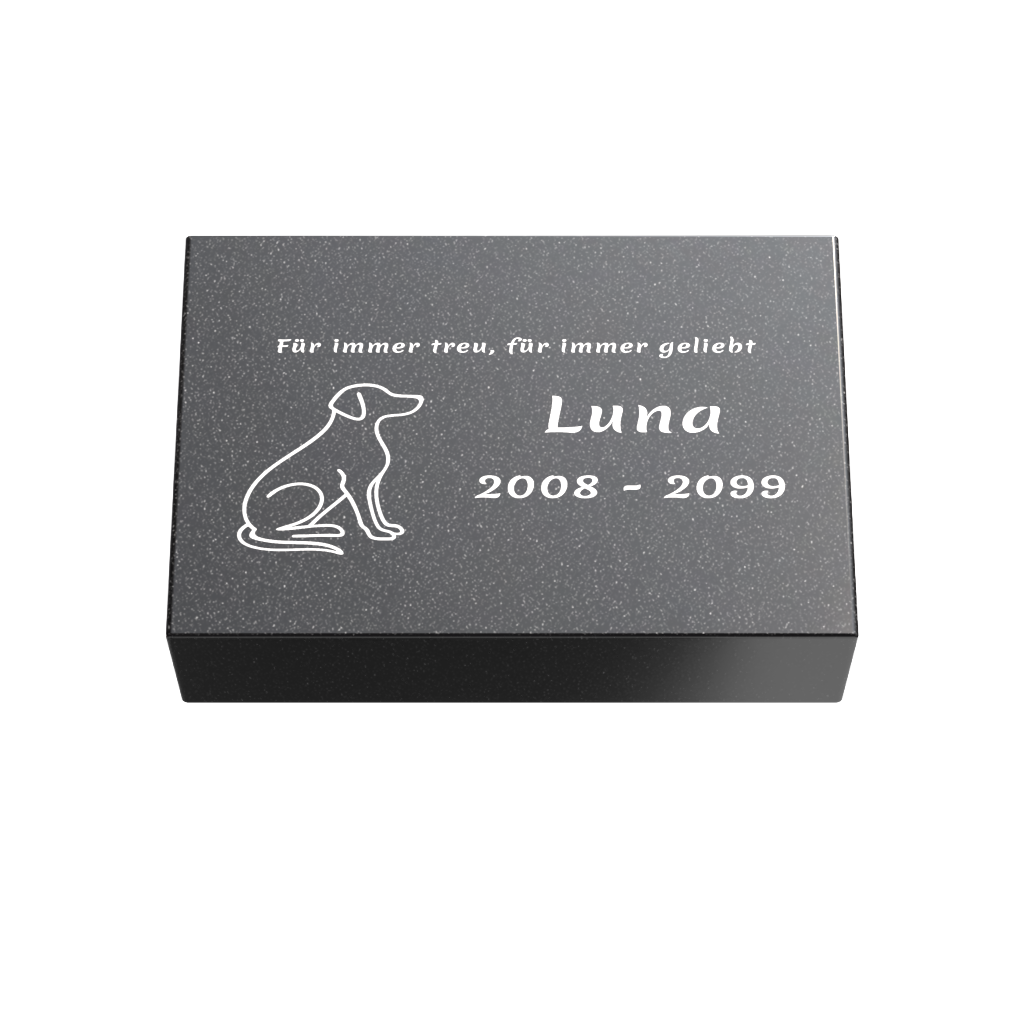 Personalisierte rechteckige Tiergrabplatte aus Granit für Hund, Katze & Haustiere 30 × 20 × 6 cm