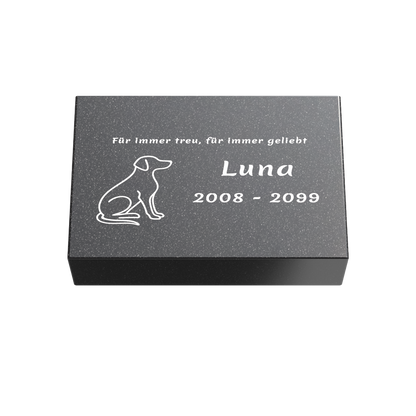 Personalisierte rechteckige Tiergrabplatte aus Granit für Hund, Katze & Haustiere 30 × 20 × 6 cm