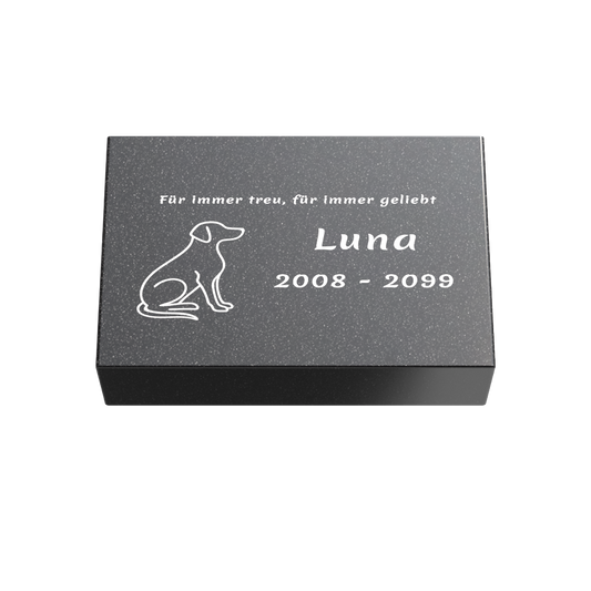 Personalisierte rechteckige Tiergrabplatte aus Granit für Hund, Katze & Haustiere 30 × 20 × 6 cm