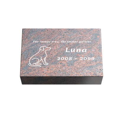 Personalisierte rechteckige Tiergrabplatte aus Granit für Hund, Katze & Haustiere 30 × 20 × 6 cm