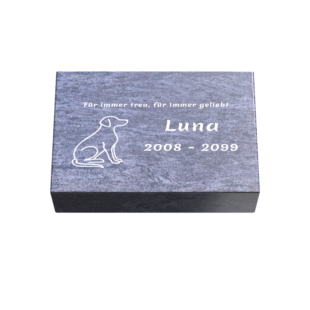 Personalisierte rechteckige Tiergrabplatte aus Granit für Hund, Katze & Haustiere 30 × 20 × 6 cm