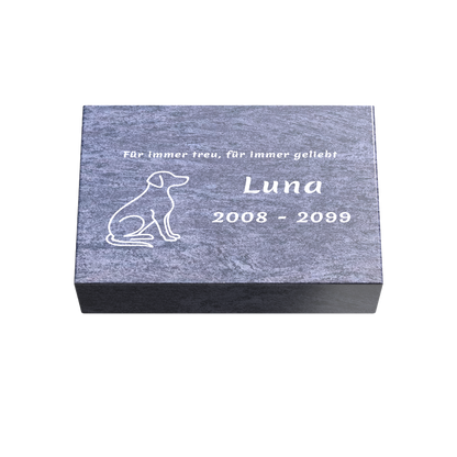 Personalisierte rechteckige Tiergrabplatte aus Granit für Hund, Katze & Haustiere 30 × 20 × 6 cm