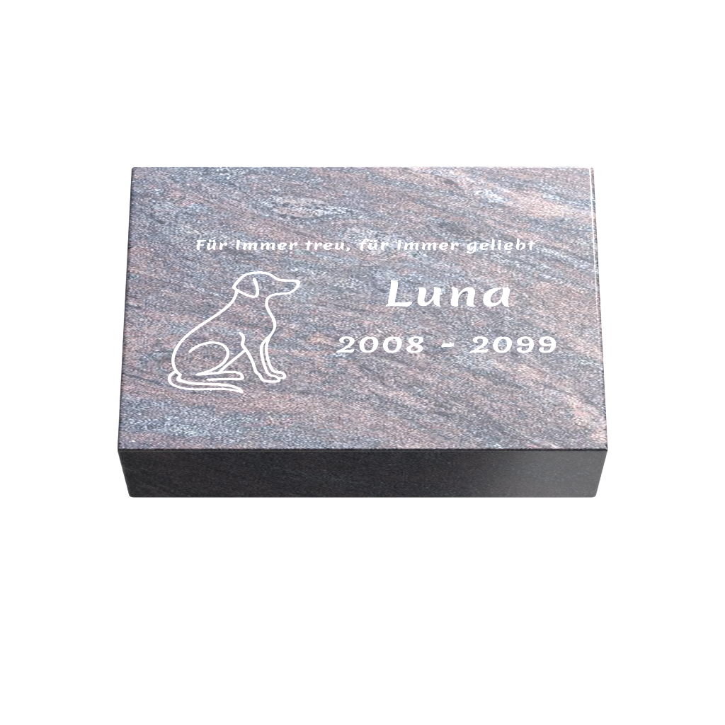 Personalisierte rechteckige Tiergrabplatte aus Granit für Hund, Katze & Haustiere 30 × 20 × 6 cm