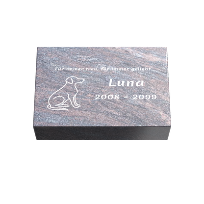 Personalisierte rechteckige Tiergrabplatte aus Granit für Hund, Katze & Haustiere 30 × 20 × 6 cm