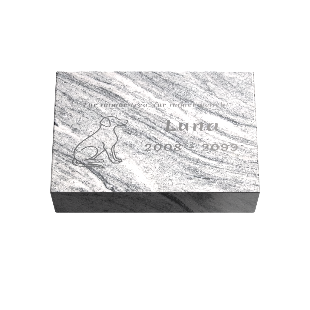 Personalisierte rechteckige Tiergrabplatte aus Granit für Hund, Katze & Haustiere 30 × 20 × 6 cm