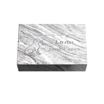Personalisierte rechteckige Tiergrabplatte aus Granit für Hund, Katze & Haustiere 30 × 20 × 6 cm