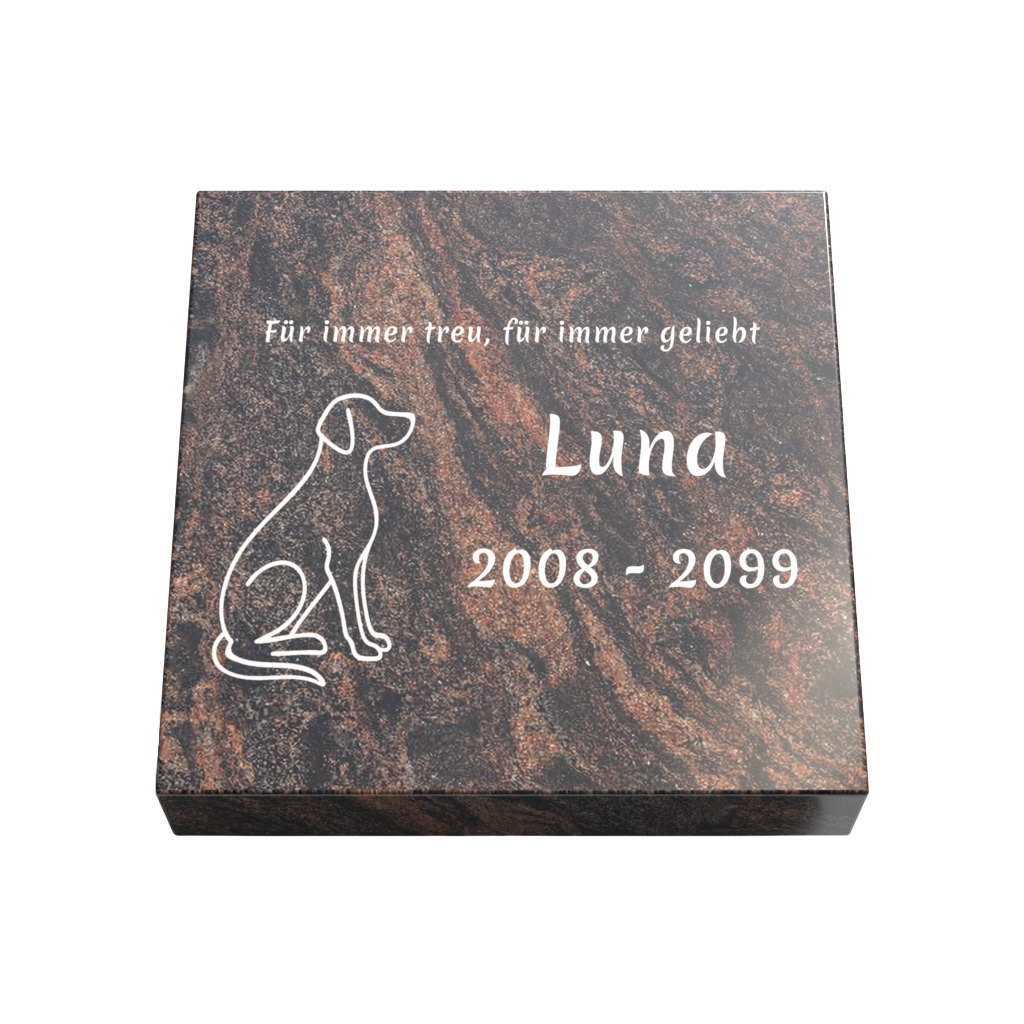 Personalisierte rechteckige Tiergrabplatte aus Granit für Hund, Katze & Haustiere 30 × 30 × 6 cm