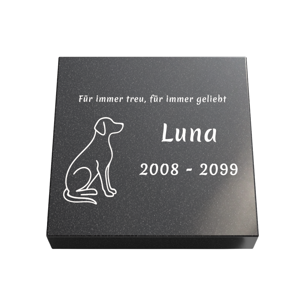 Personalisierte rechteckige Tiergrabplatte aus Granit für Hund, Katze & Haustiere 30 × 30 × 6 cm