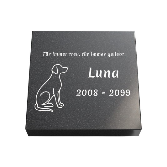 Personalisierte rechteckige Tiergrabplatte aus Granit für Hund, Katze & Haustiere 30 × 30 × 6 cm