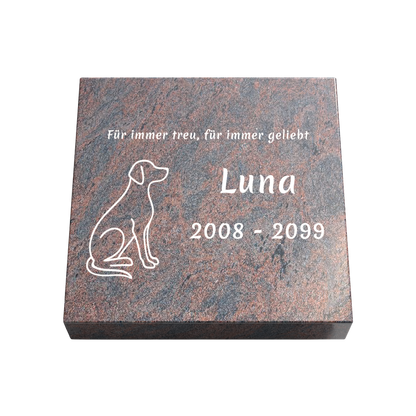 Personalisierte rechteckige Tiergrabplatte aus Granit für Hund, Katze & Haustiere 30 × 30 × 6 cm