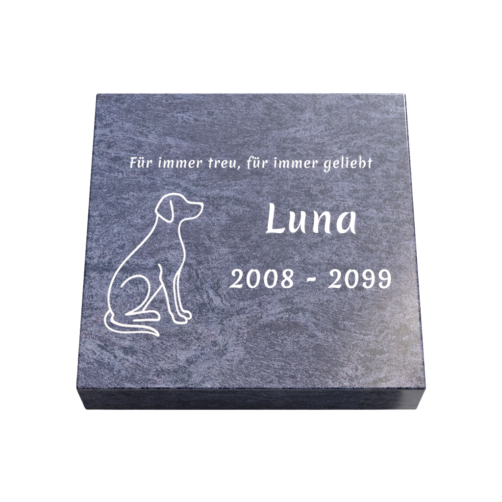 Personalisierte rechteckige Tiergrabplatte aus Granit für Hund, Katze & Haustiere 30 × 30 × 6 cm