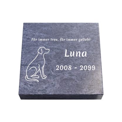 Personalisierte rechteckige Tiergrabplatte aus Granit für Hund, Katze & Haustiere 30 × 30 × 6 cm