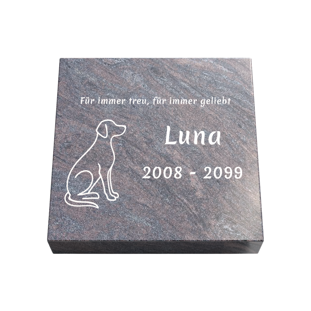 Personalisierte rechteckige Tiergrabplatte aus Granit für Hund, Katze & Haustiere 30 × 30 × 6 cm