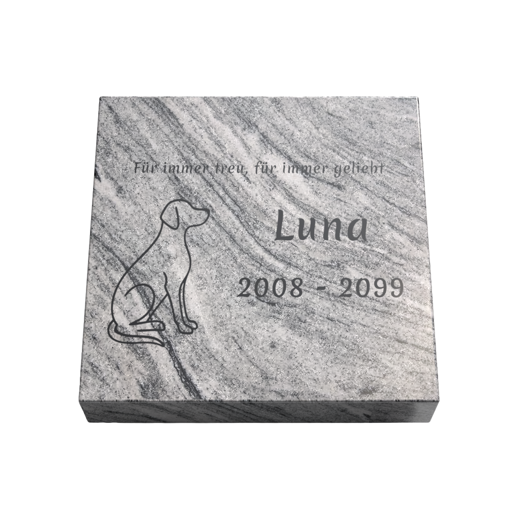 Personalisierte rechteckige Tiergrabplatte aus Granit für Hund, Katze & Haustiere 30 × 30 × 6 cm