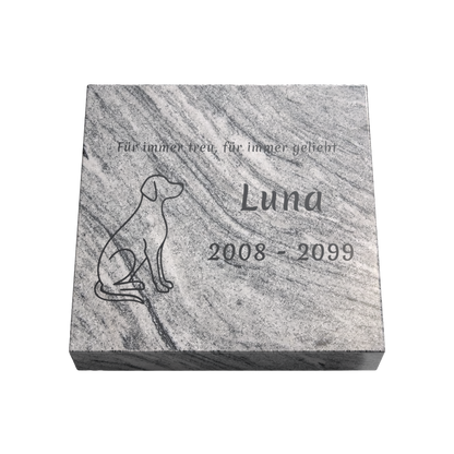Personalisierte rechteckige Tiergrabplatte aus Granit für Hund, Katze & Haustiere 30 × 30 × 6 cm