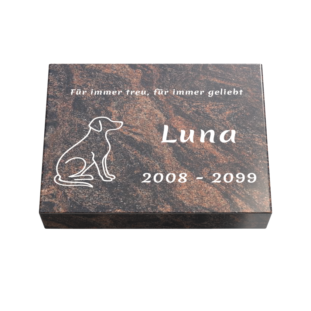 Personalisierte rechteckige Tiergrabplatte aus Granit für Hund, Katze & Haustiere 40 × 30 × 6 cm