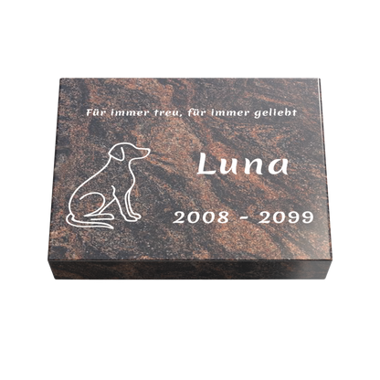 Personalisierte rechteckige Tiergrabplatte aus Granit für Hund, Katze & Haustiere 40 × 30 × 6 cm