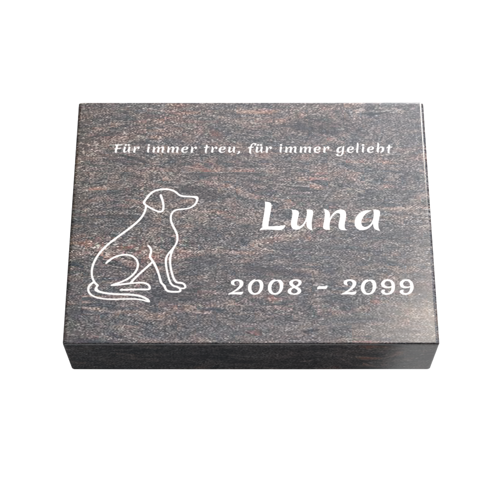 Personalisierte rechteckige Tiergrabplatte aus Granit für Hund, Katze & Haustiere 40 × 30 × 6 cm