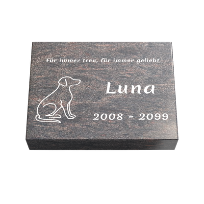 Personalisierte rechteckige Tiergrabplatte aus Granit für Hund, Katze & Haustiere 40 × 30 × 6 cm