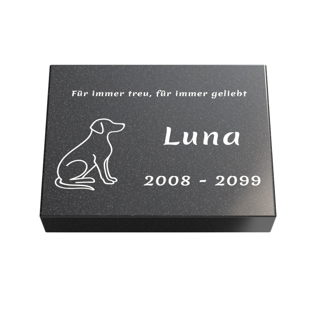 Personalisierte rechteckige Tiergrabplatte aus Granit für Hund, Katze & Haustiere 40 × 30 × 6 cm