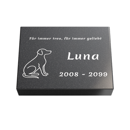 Personalisierte rechteckige Tiergrabplatte aus Granit für Hund, Katze & Haustiere 40 × 30 × 6 cm