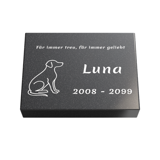 Personalisierte rechteckige Tiergrabplatte aus Granit für Hund, Katze & Haustiere 40 × 30 × 6 cm