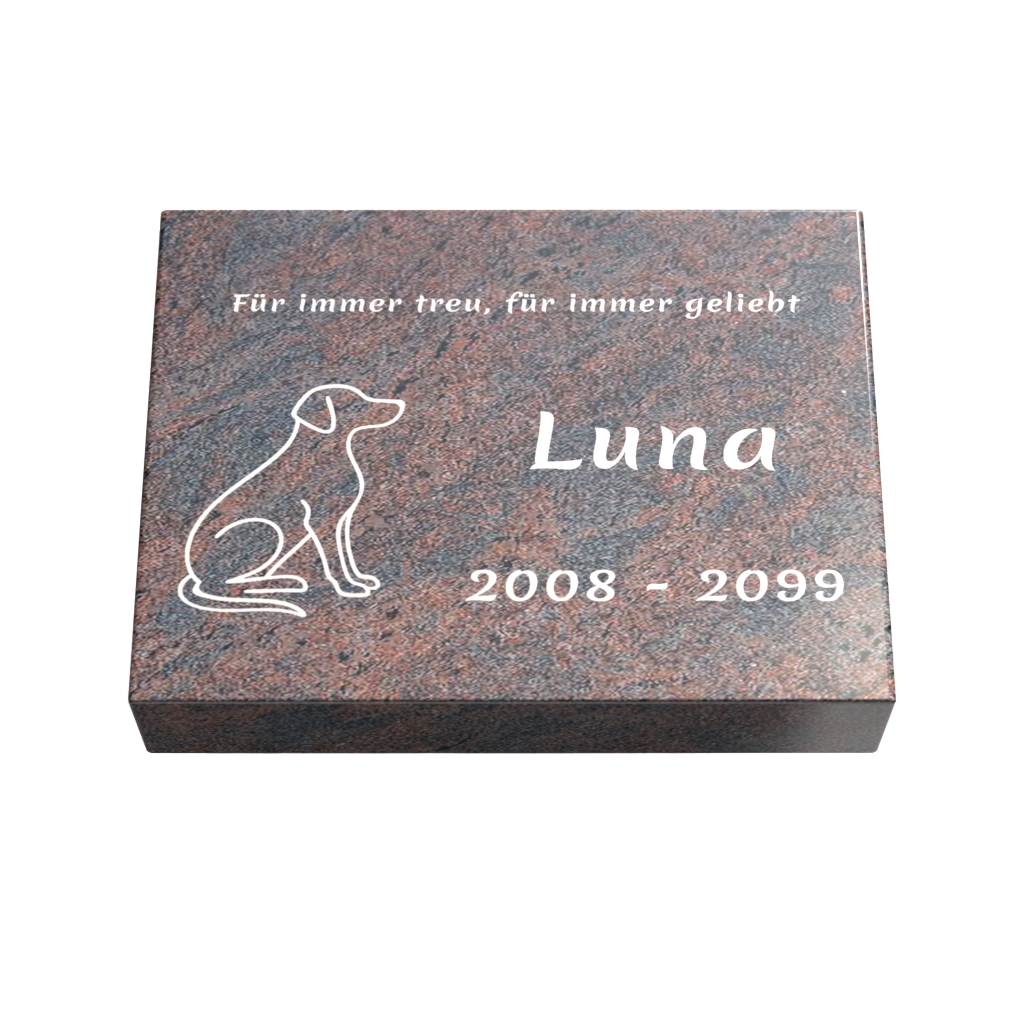 Personalisierte rechteckige Tiergrabplatte aus Granit für Hund, Katze & Haustiere 40 × 30 × 6 cm