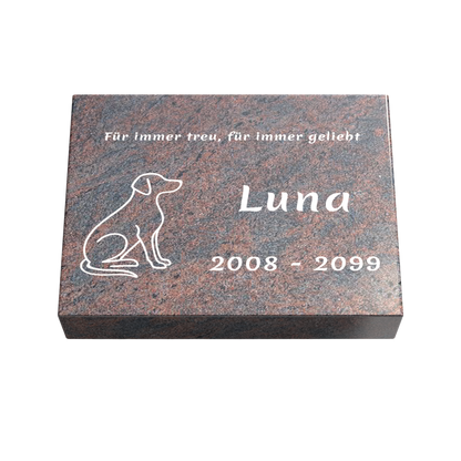 Personalisierte rechteckige Tiergrabplatte aus Granit für Hund, Katze & Haustiere 40 × 30 × 6 cm