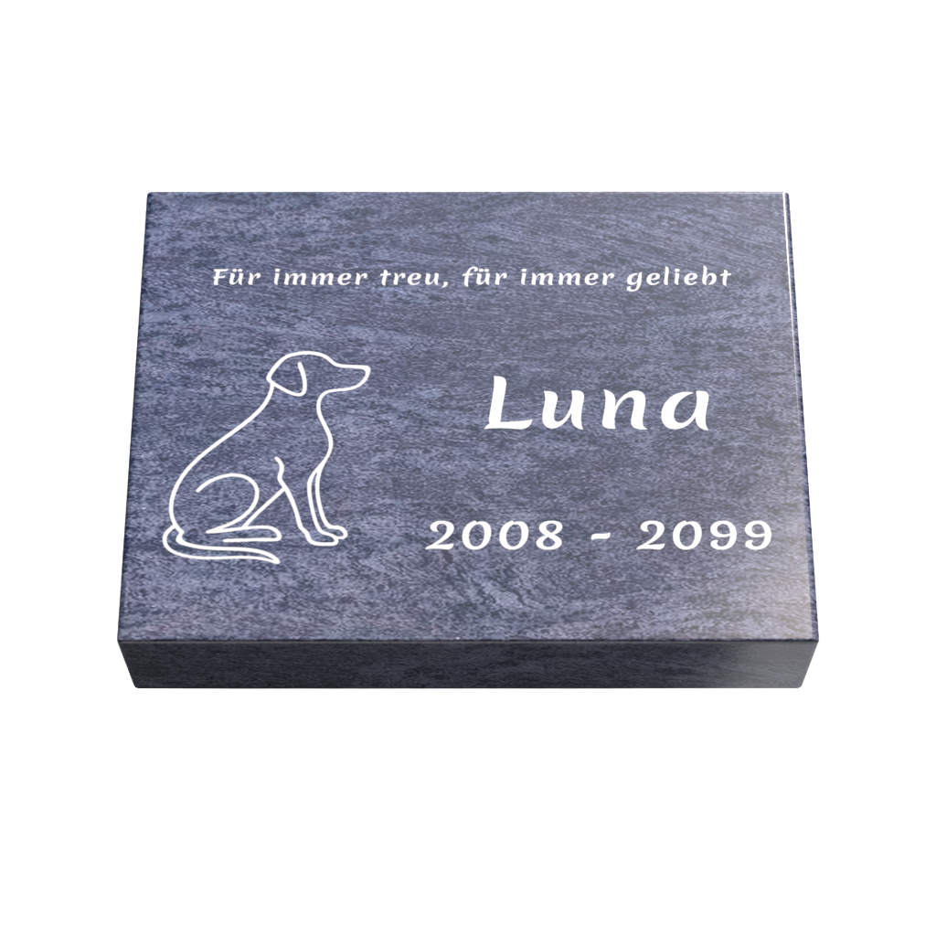Personalisierte rechteckige Tiergrabplatte aus Granit für Hund, Katze & Haustiere 40 × 30 × 6 cm