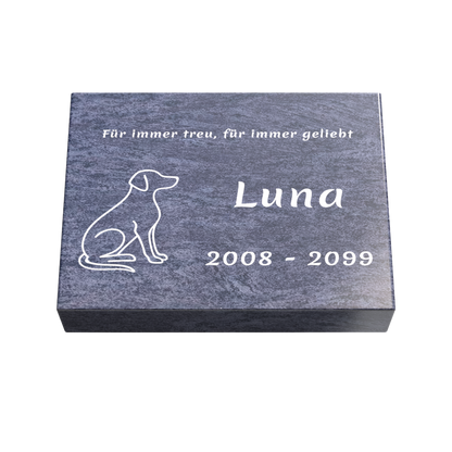 Personalisierte rechteckige Tiergrabplatte aus Granit für Hund, Katze & Haustiere 40 × 30 × 6 cm