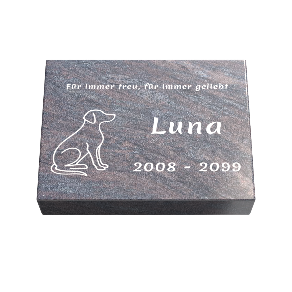 Personalisierte rechteckige Tiergrabplatte aus Granit für Hund, Katze & Haustiere 40 × 30 × 6 cm