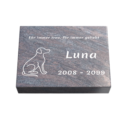 Personalisierte rechteckige Tiergrabplatte aus Granit für Hund, Katze & Haustiere 40 × 30 × 6 cm