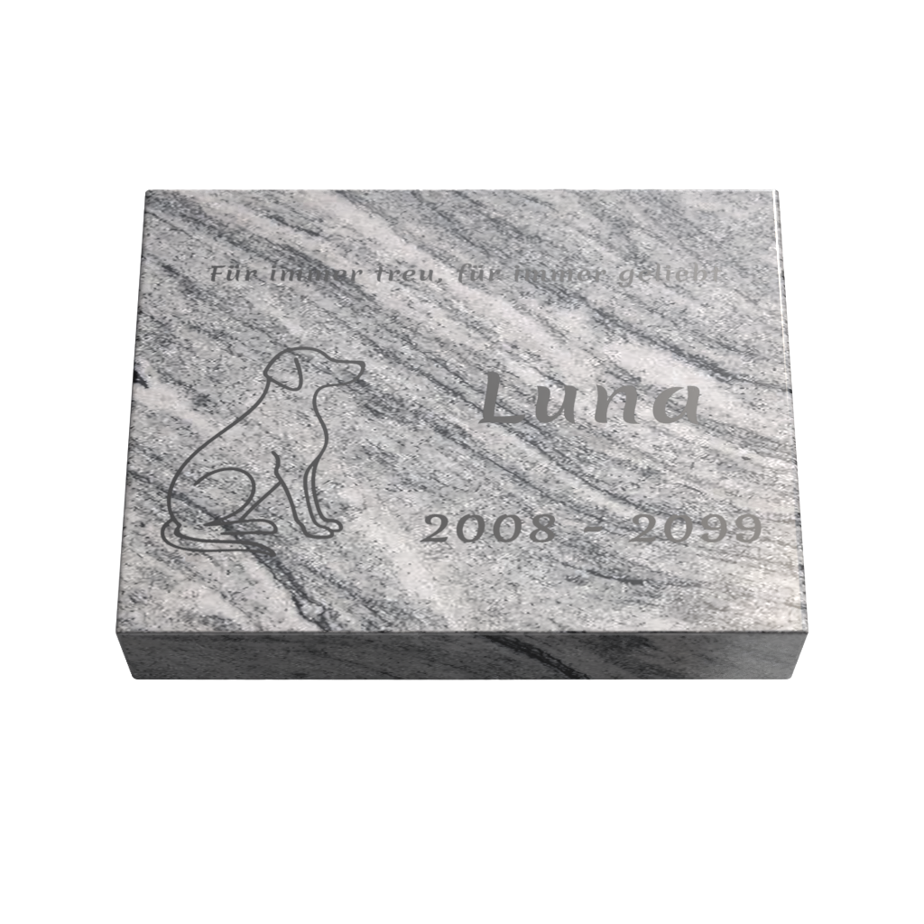 Personalisierte rechteckige Tiergrabplatte aus Granit für Hund, Katze & Haustiere 40 × 30 × 6 cm
