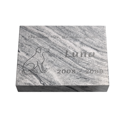 Personalisierte rechteckige Tiergrabplatte aus Granit für Hund, Katze & Haustiere 40 × 30 × 6 cm