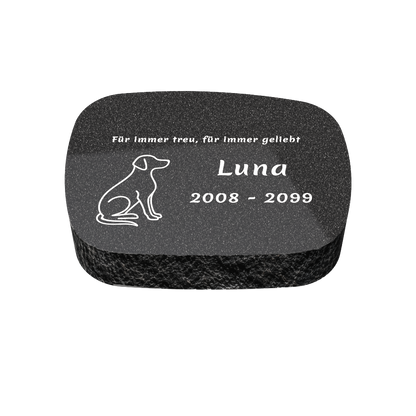 Personalisierter ovaler Tiergrabstein aus Granit für Hund & Katze 30 × 20 × 6 cm