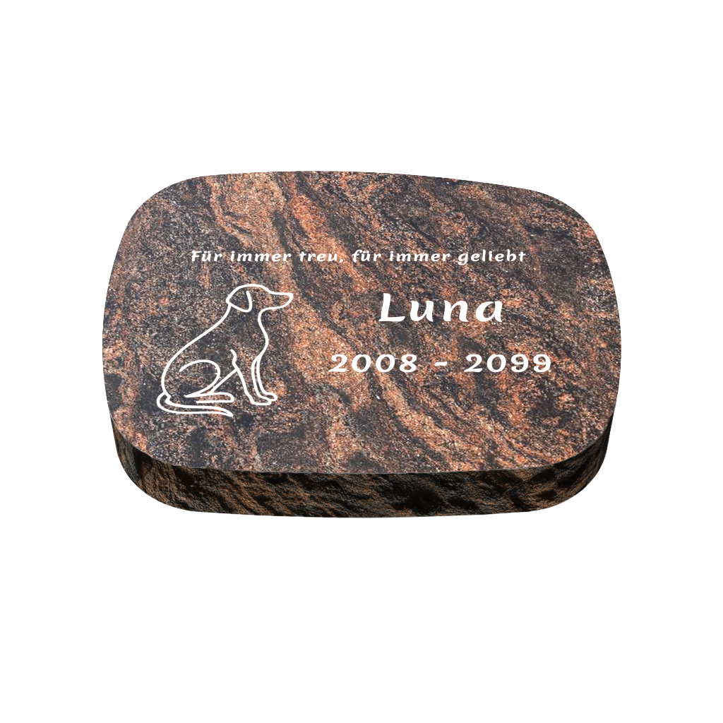 Personalisierter ovaler Tiergrabstein aus Granit für Hund & Katze 40 × 30 × 6 cm