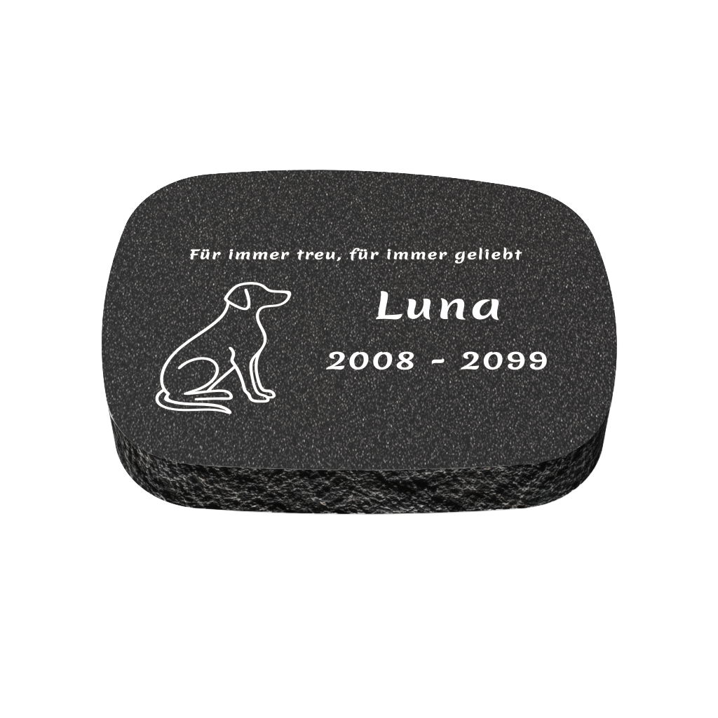 Personalisierter ovaler Tiergrabstein aus Granit für Hund & Katze 40 × 30 × 6 cm