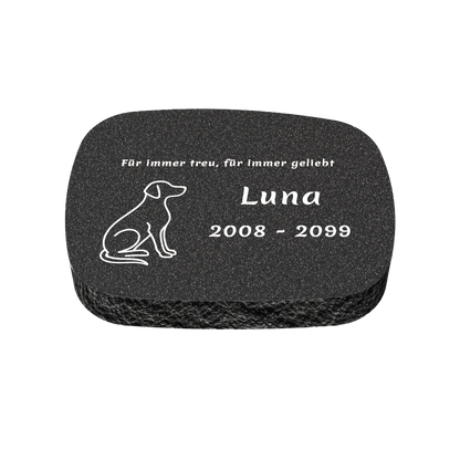 Personalisierter ovaler Tiergrabstein aus Granit für Hund & Katze 40 × 30 × 6 cm