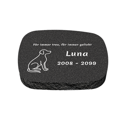 Personalisierter ovaler Tiergrabstein aus Granit für Hund & Katze 40 × 30 × 6 cm