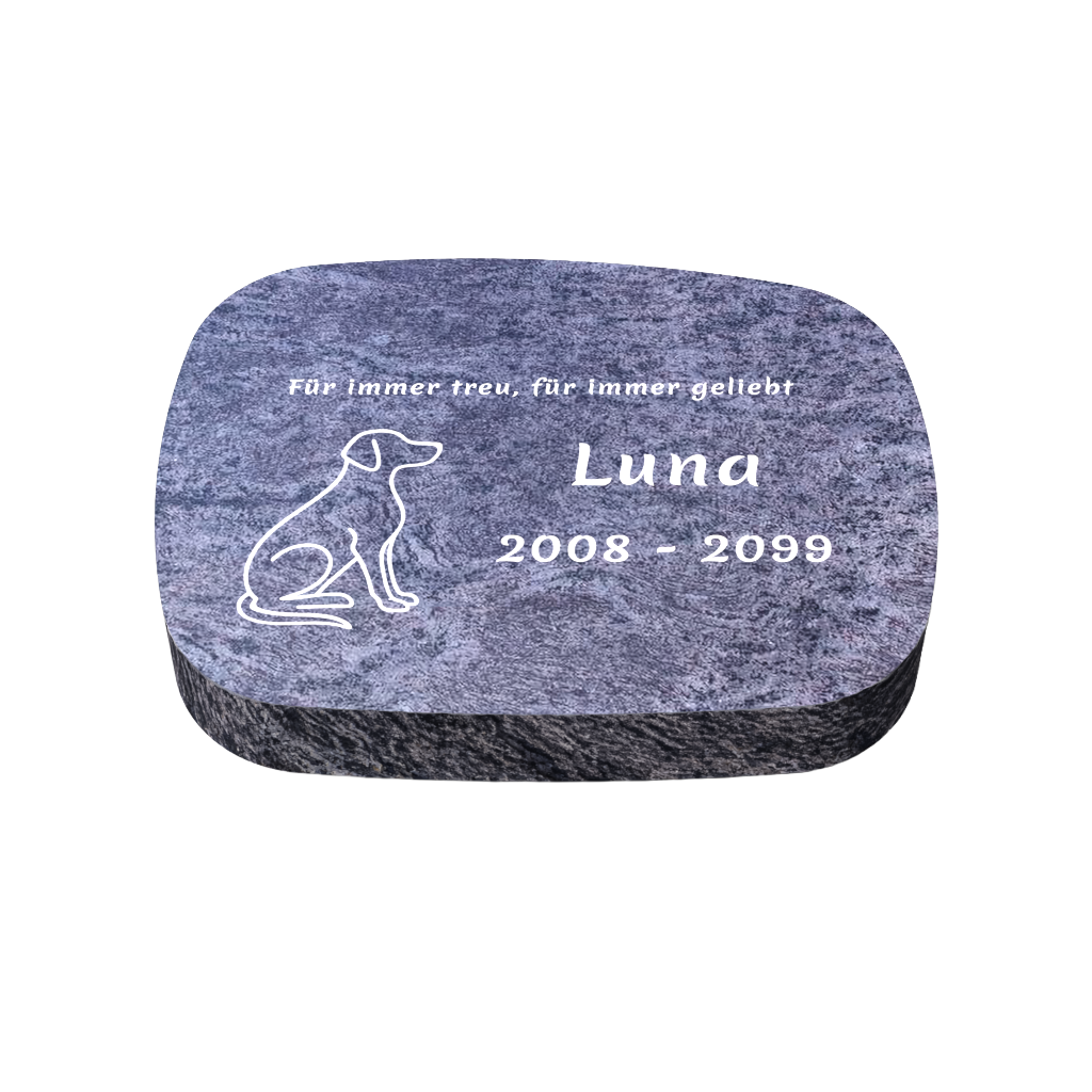 Personalisierter ovaler Tiergrabstein aus Granit für Hund & Katze 40 × 30 × 6 cm