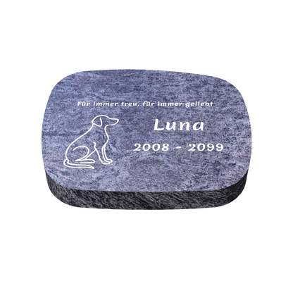 Personalisierter ovaler Tiergrabstein aus Granit für Hund & Katze 40 × 30 × 6 cm