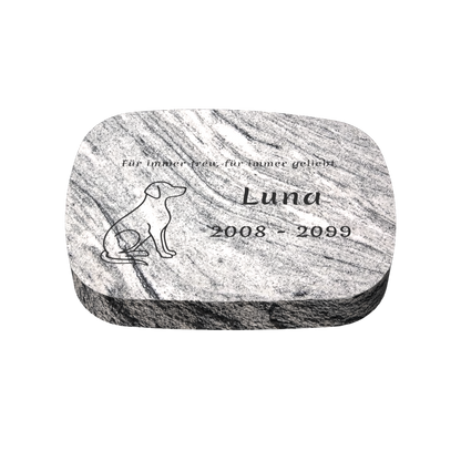 Personalisierter ovaler Tiergrabstein aus Granit für Hund & Katze 40 × 30 × 6 cm